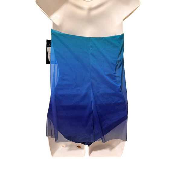 Lauren Ralph Lauren Ombre Convertible Neck Tie Swim Dress Blue Teal 4 NWT - Picture 4 of 9